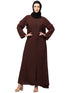 Women Basic Abaya with Long Sleeves and Front Zipper In the Shade of Brown